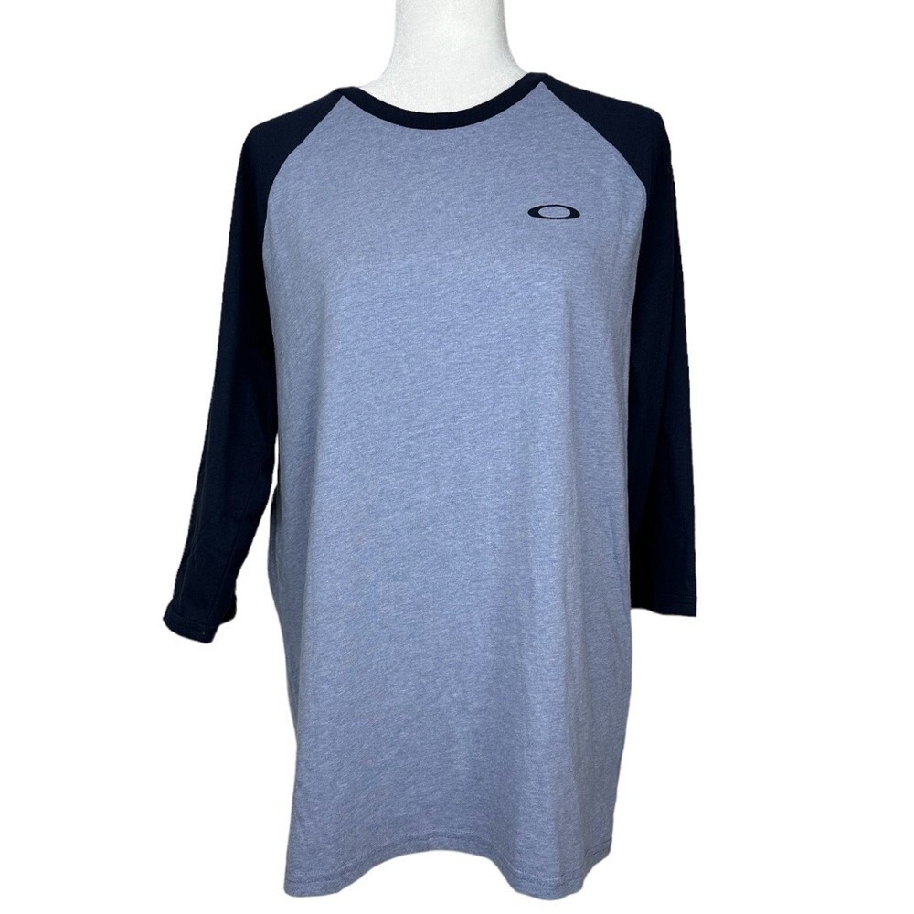 Oakley Womens Blue Raglan Baseball Tee 3/4 Sleeve Logo Shirt Large New